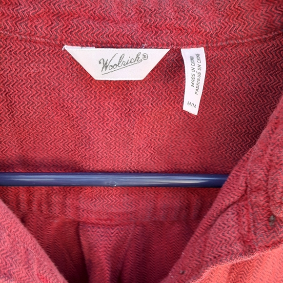 Woolrich Womens M  Red Herringbone Shirt EUC - Picture 2 of 4